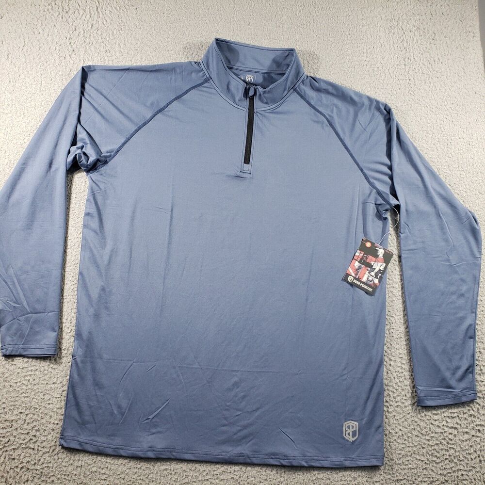 Born Primitive Shirt Men's 3XL Blue 1/4 Zip NWT Stretch Athleisure Pullover
